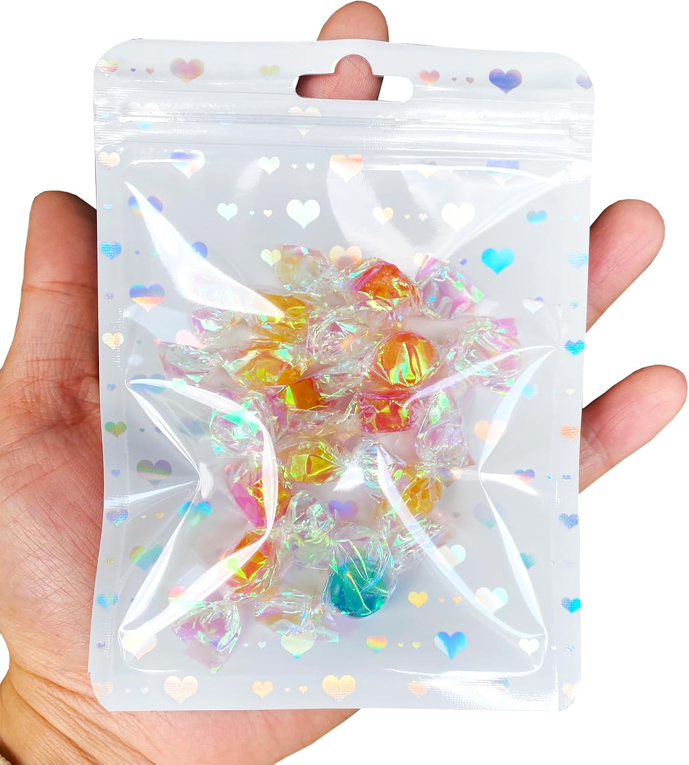 100 pack Holographic Candy Bags Resealable Clear Packaging Ziplock Bag 4 x 6"Jewelry Sample Food Treat Party Favor Small Bussiness Bags image 2