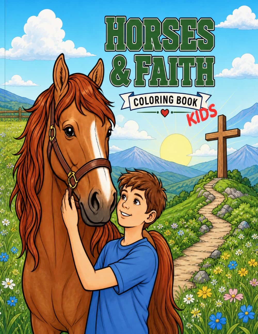 Horses & Faith Coloring Book for Kids: Coloring Pages of Horse Breeds with Fun Facts and Bible Verses for Kids