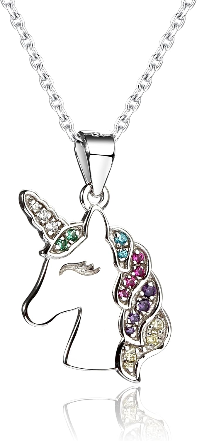 Cherished Moments Girl's 925 Sterling Silver Unicorn Necklace with Sparkling CZs
