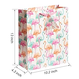 Bobobag 13 Large Gift Bag with Tissue Paper for Birthday gift bags, Wedding bags,Retail bag (Flamingo)