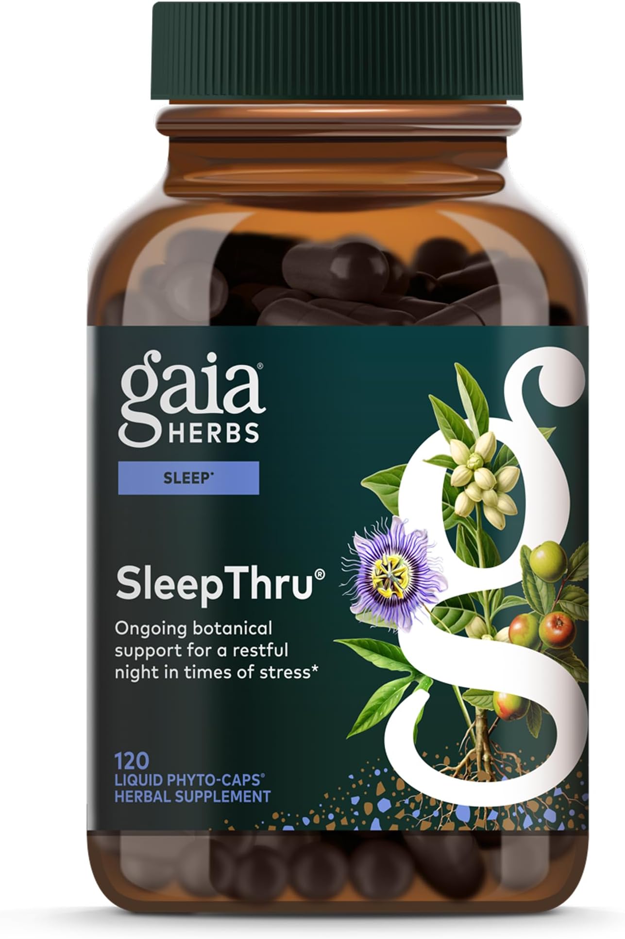 SleepThru - Sleep Support Supplement with Ashwagandha Root, Magnolia Bark, Passionflower & Jujube Date* - 120 Vegan Liquid Phyto-Caps (60 Servings)