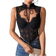 SweatyRocks Womens Floral Lace Corset Top Cut Out Crop Bustier Sexy Going Out Party Night Club Rave Tops
