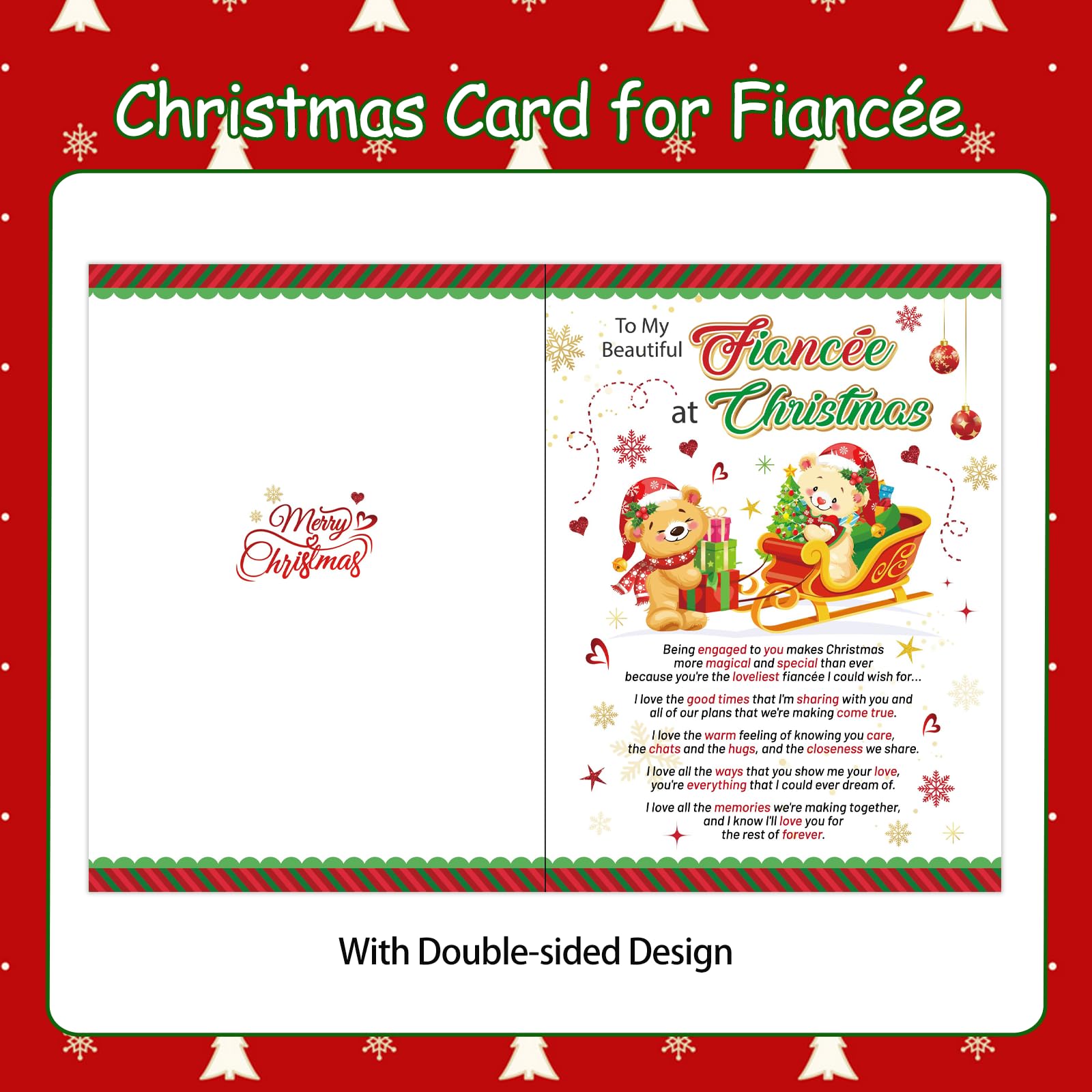 HOWAF Fiancee Christmas Card, Xmas Card Fiancée Gifts & Keyring, Gifts for Christmas - Image 3