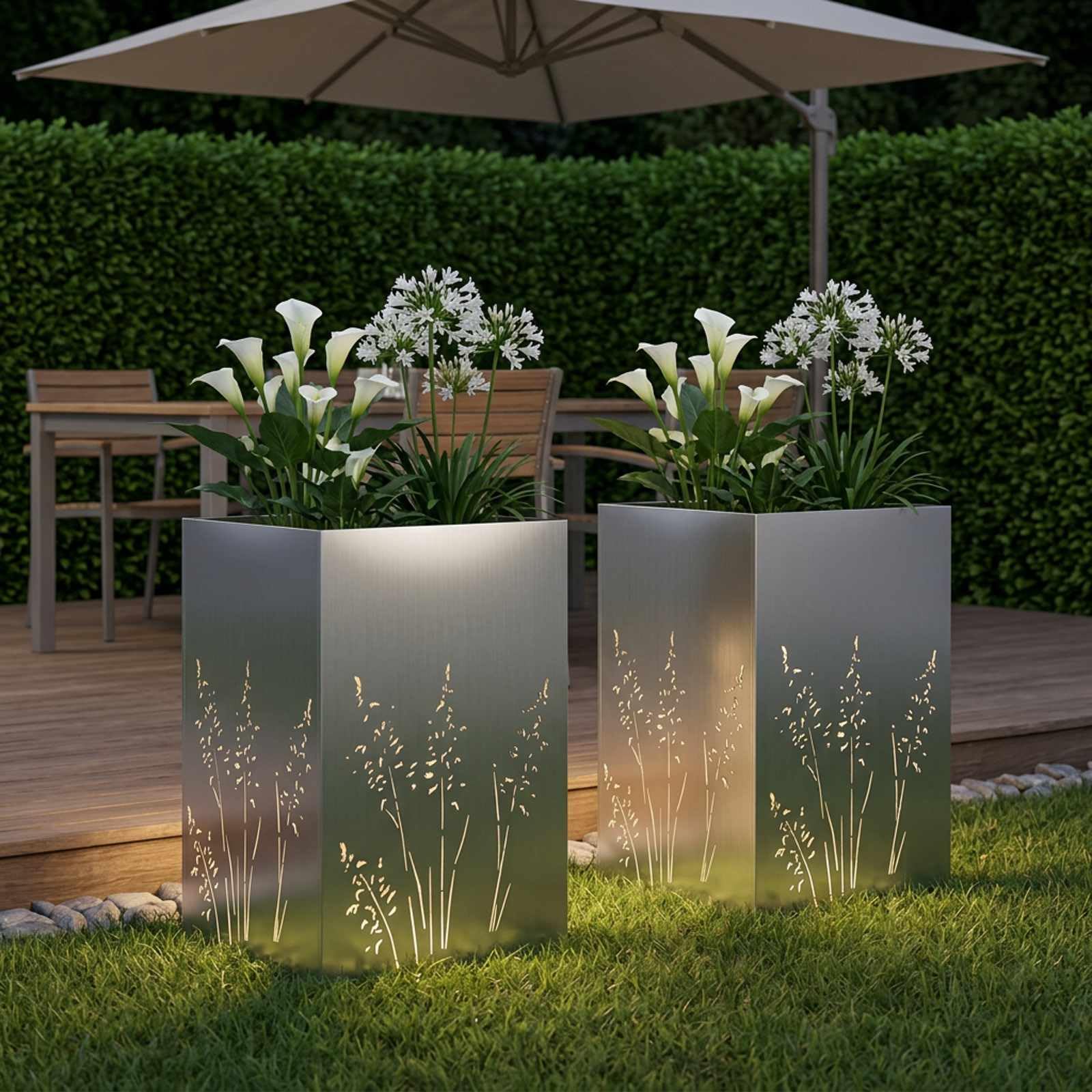 Genérico Macetero de Jardín 2 uds. Plateado 50 x 50 x 75 cm,Casa y jardín,Maceteros y jardineras,18.6 kg-8005775