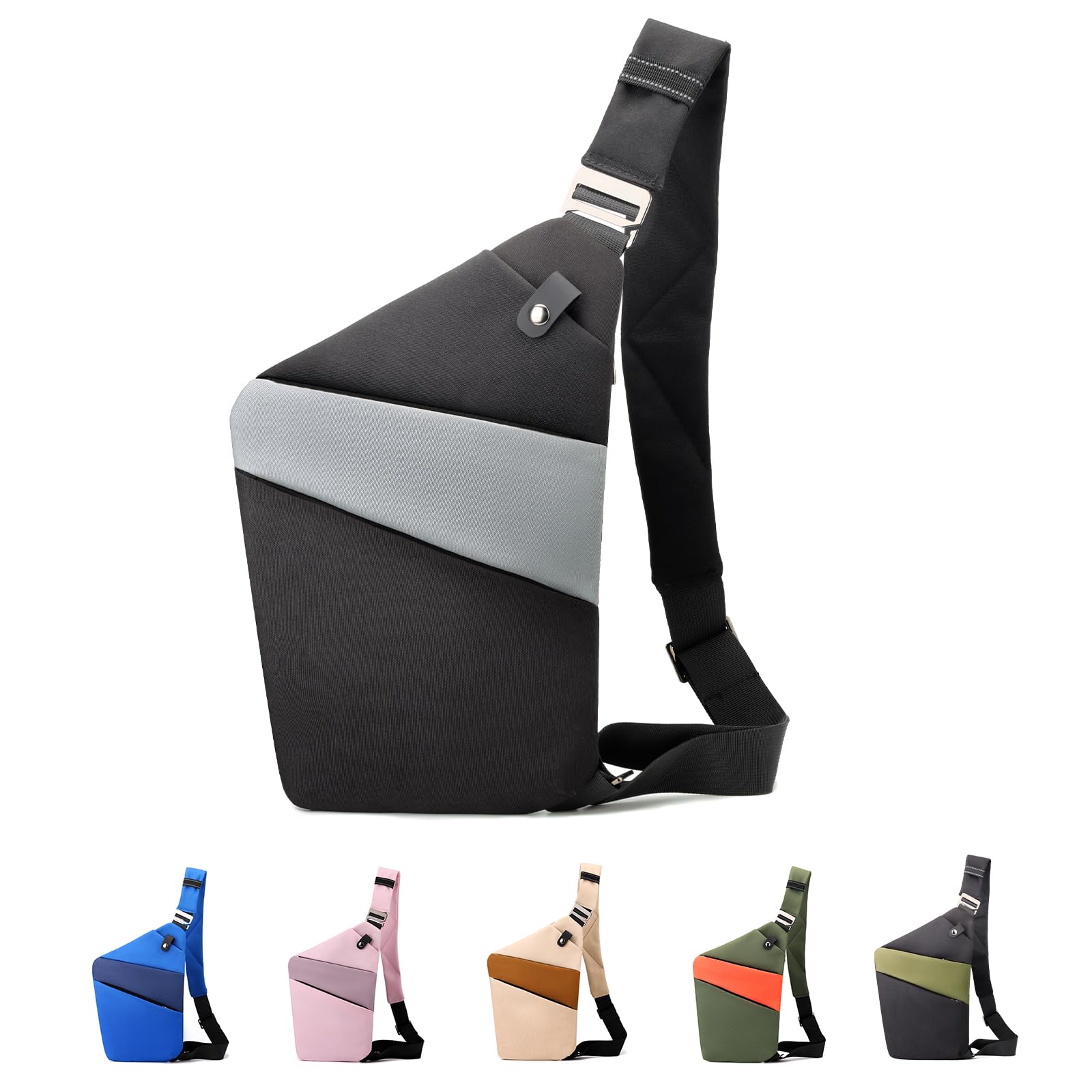 MaijjLyn Anti Theft Crossbody Bag, One Shoulder Chest Sling Bag Multi Pockets Slim Anti Theft Travel Purse for Women & Men