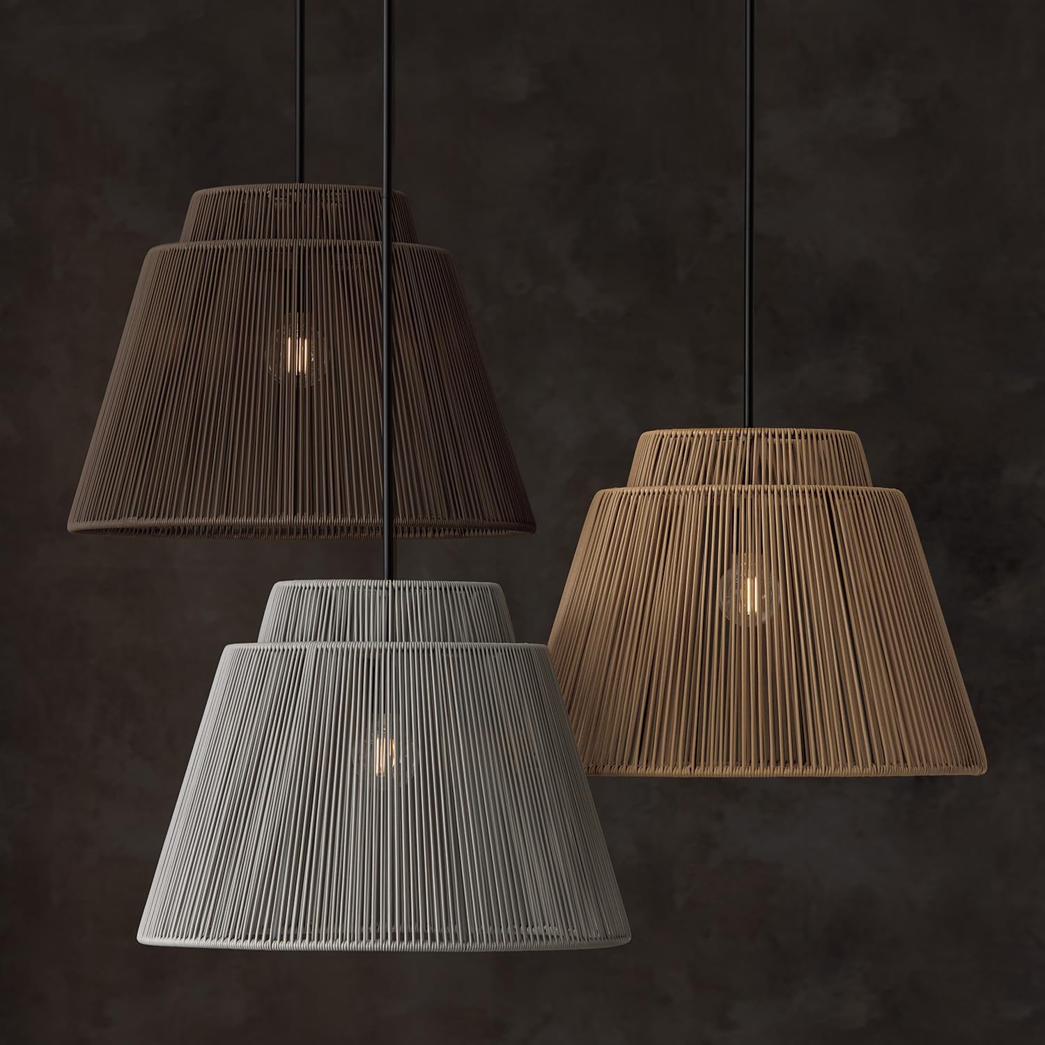 Capital Lighting 956311UK Jasper Indoor/Outdoor Hand-Wrapped Resin Pendant, 1-Light 100 Watt, 17" H x 23" W, Umber and Black