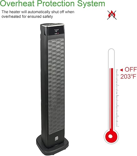 Miniatura 7 de Calefactor de cerámica oscilante digital de lujo de 30 pulgadas con termostato ajustable, control remoto y protección de seguridad