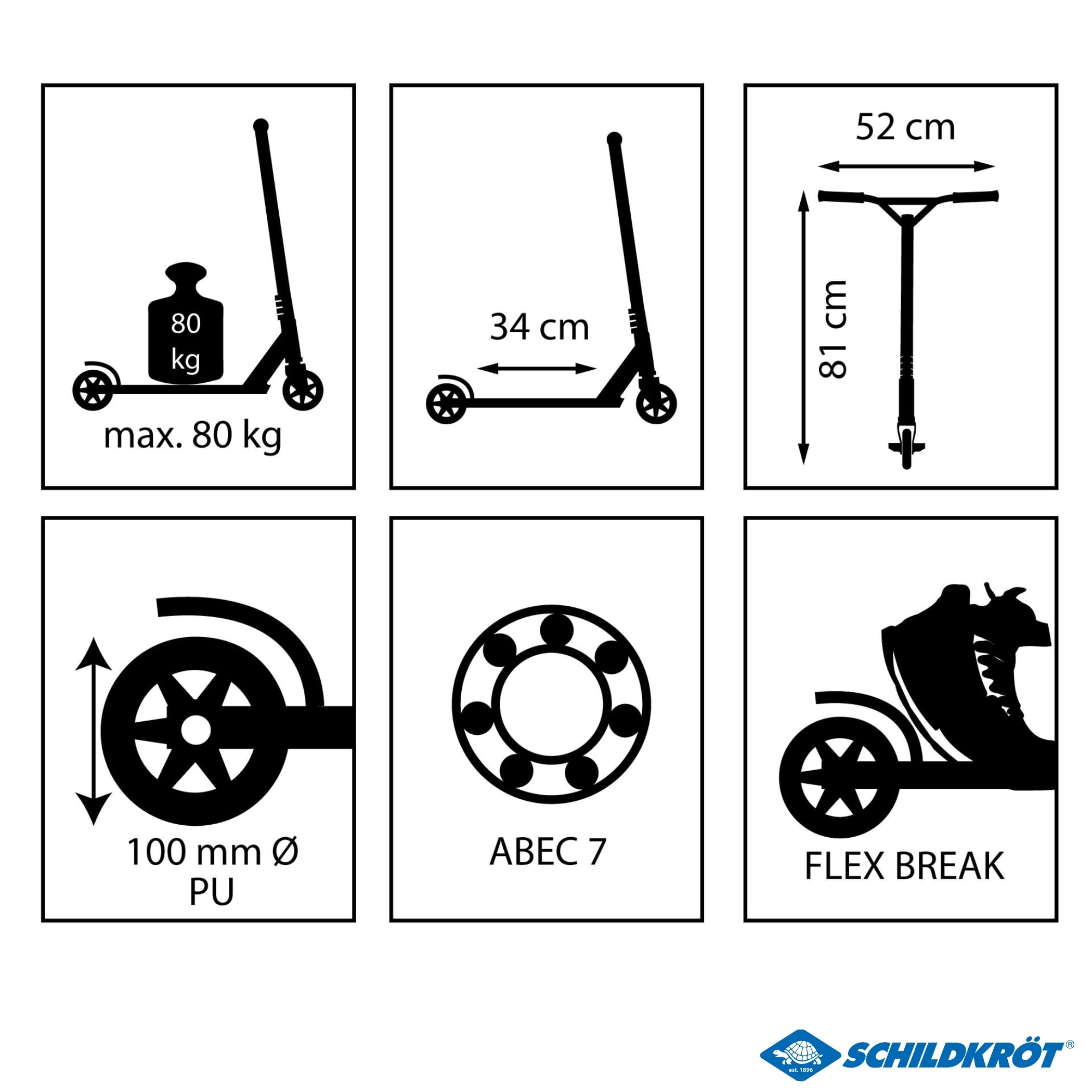 Schildkröt Stunt Scooter Untwist, Trottinette Acrobatique avec Jante en Aluminium, Roues en PU de 100 mm, pour de Grands Tours et Cascades