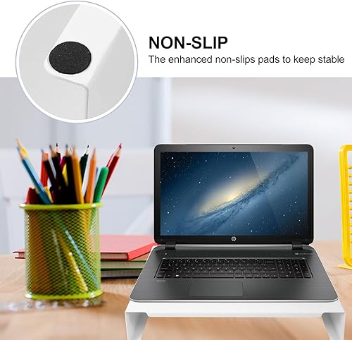 Miniatura 7 de jojofuny Ergonomic Monitor Stand Riser Desk Bracket with Non-skid Feet for Laptops Printers Up to Smooth Platform Laptop Stand for Comfortable