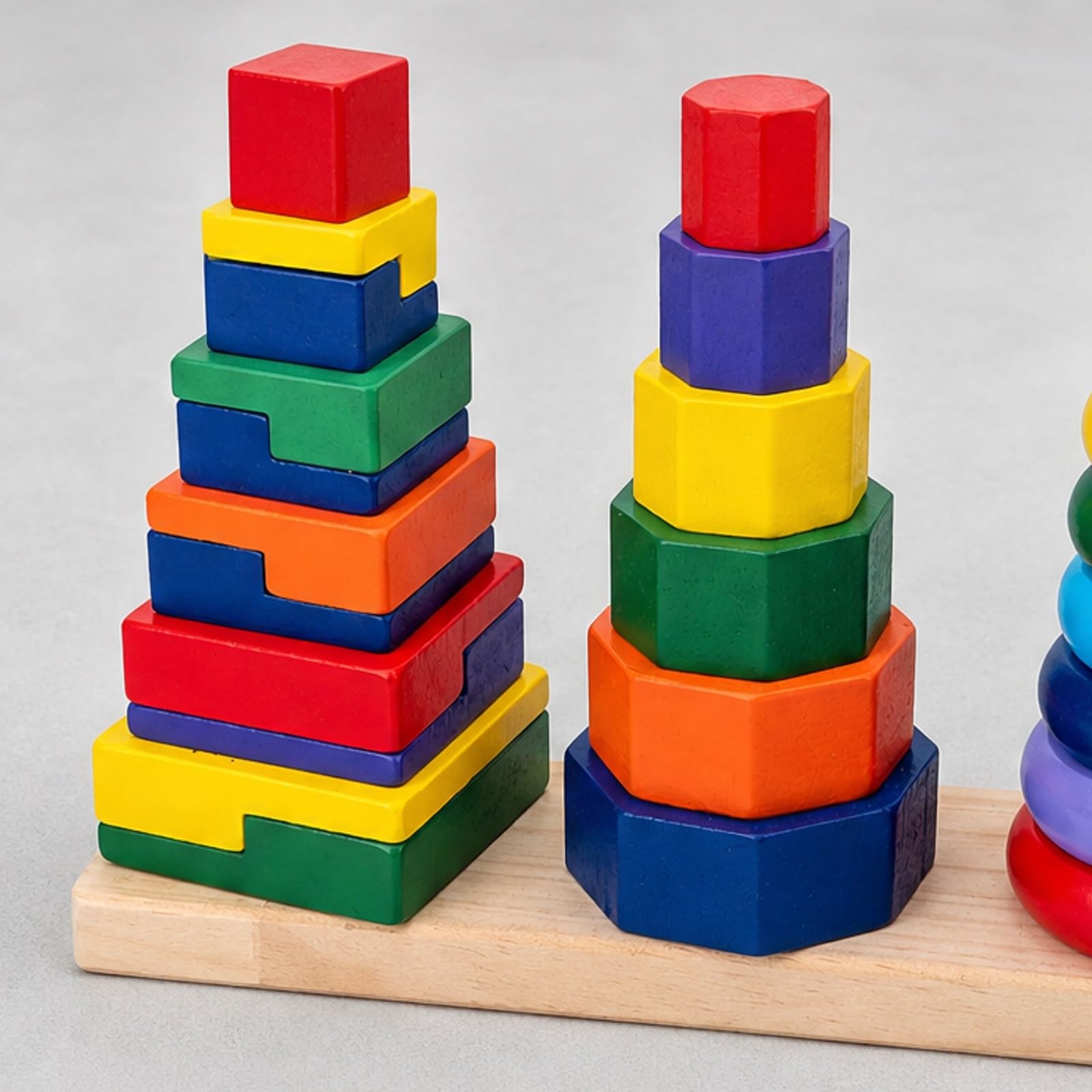 Child-Centered geometrisches Stapel- und Sortierspielzeug aus abgerundete Kanten Stapelspiel mit geometrischen Figuren für Spielzimmer, Groß