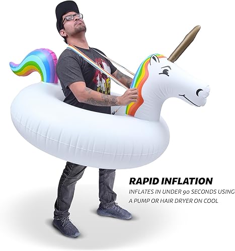 Miniatura 6 de GoSports GoFloats - Tubo de disfraz de unicornio, unicornio inflable gigante con tirantes, blanco, 45 x 36 pulgadas