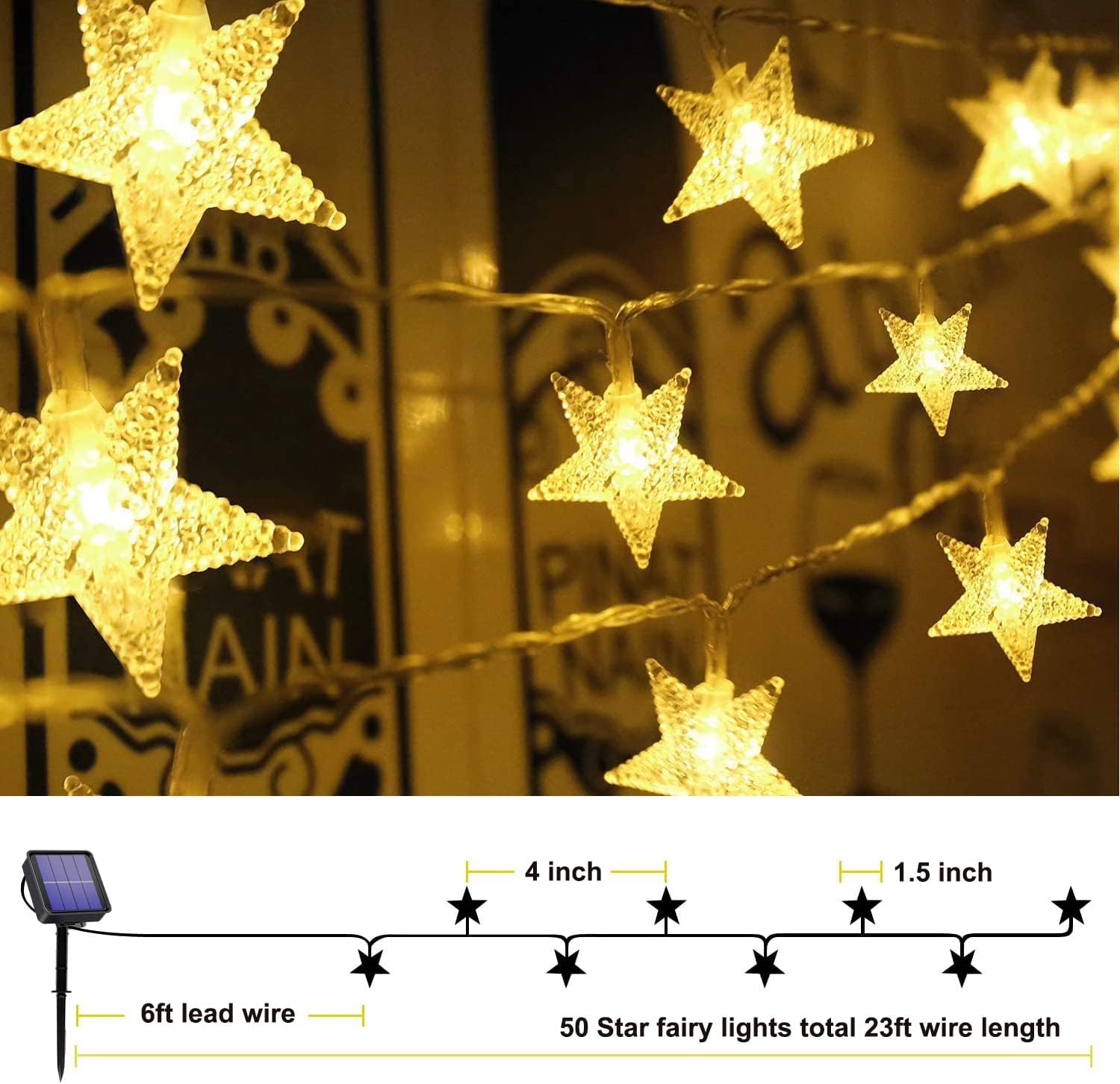 Useber Solar Lights Outdoor Garden, Waterproof 50 LED 24Ft Solar Garden Lights Outdoor Solar Fairy Lights Decorative Lighting for Garden, Home, Party, Patio (Star Lights) 3 71Hs9IraFDL. AC SL1500