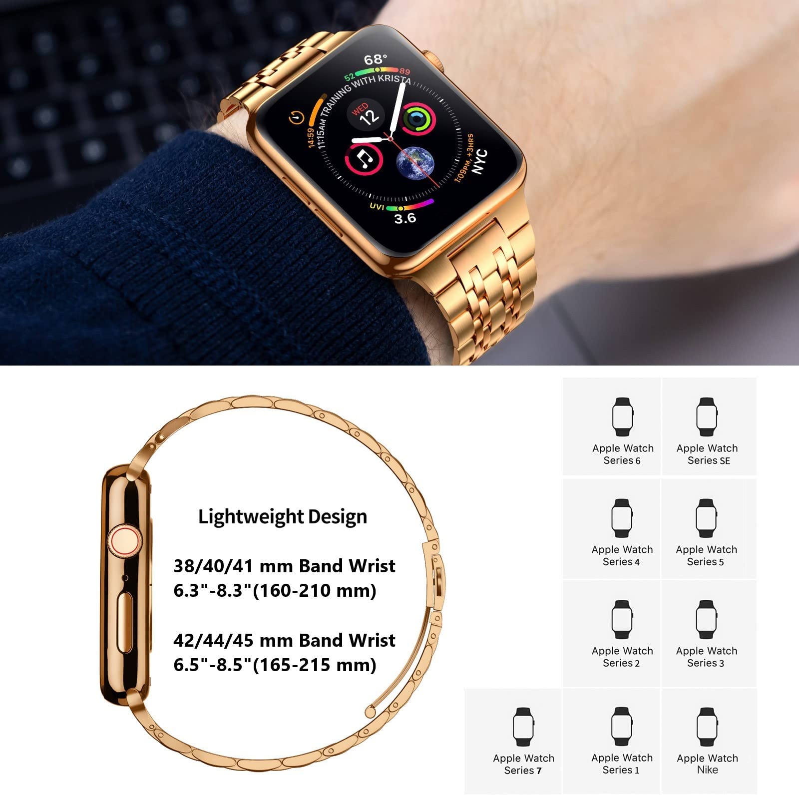 Amazon.co.jp: MioHHR Apple Watch用バンド 45mm ソリッドステンレス 