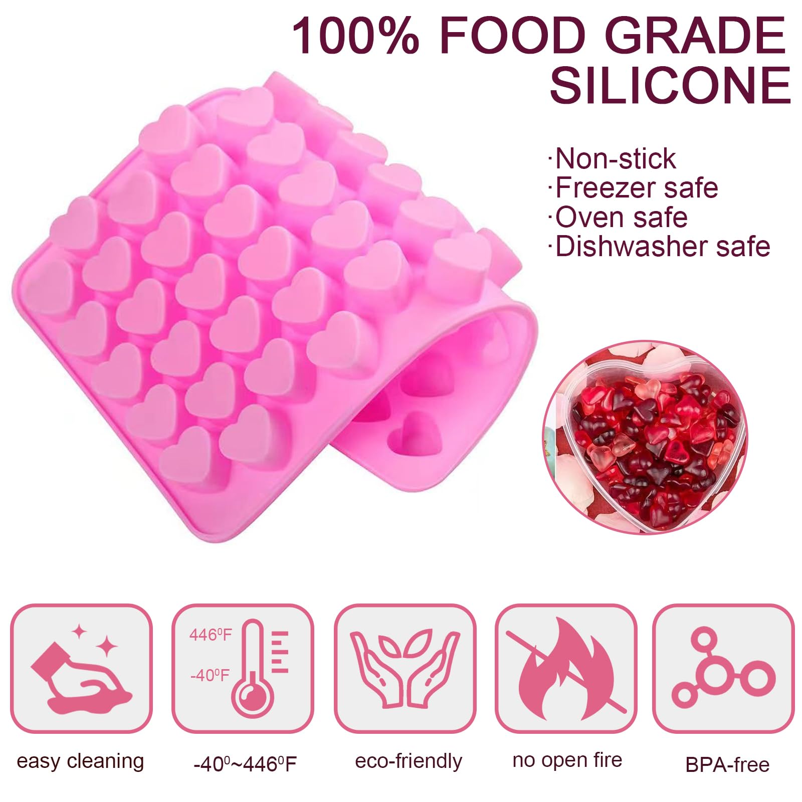 HKUCFTT Gummy Candy Molds, Gummy Bear Mold Silicone With 2 Droppers, Non-Stick