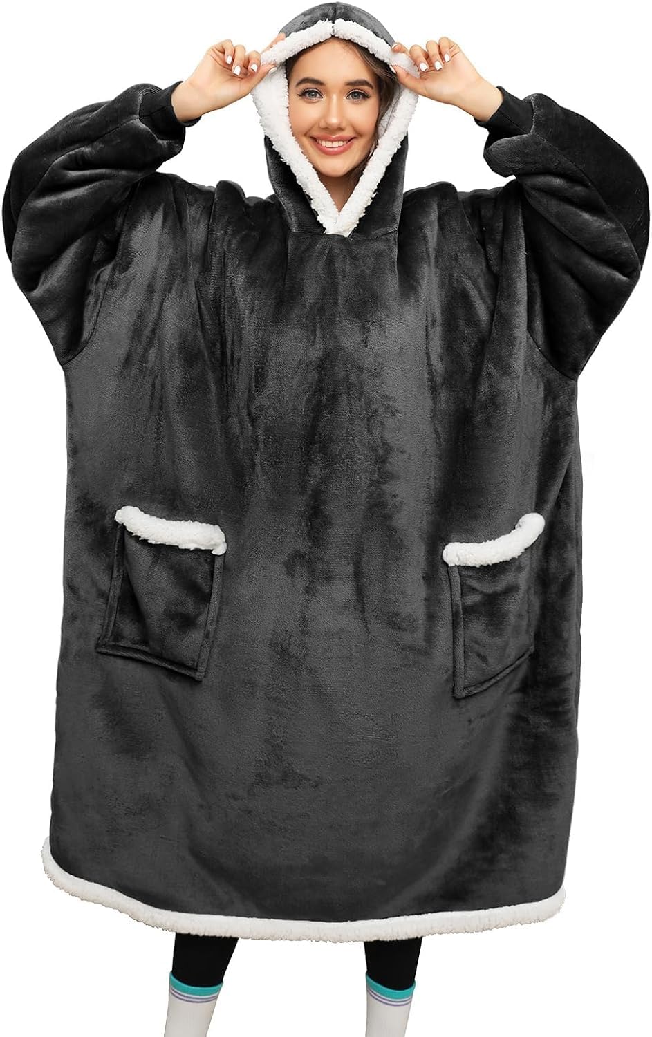Manta Con Capucha De Invierno Para Mujer JM Grueso Cálido Talla