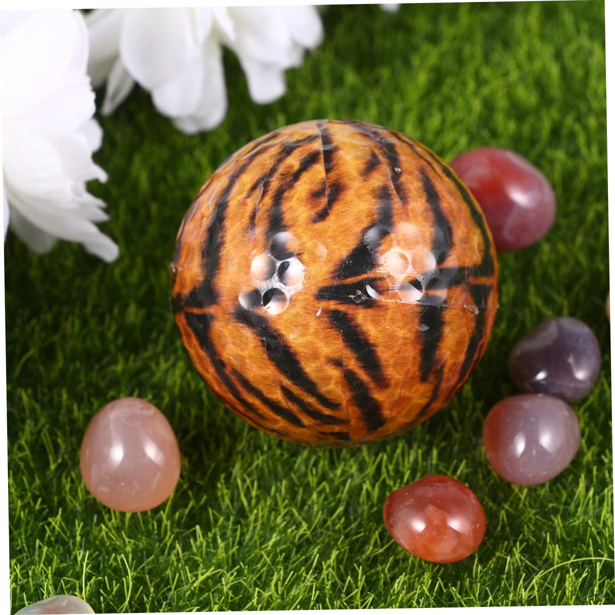 BESPORTBLE 2PCS Tiger Pattern Golf Practice Balls Dual Design Lightweight for Long Distance for Beginners Durable Elastomer Cover for Enhanced Control