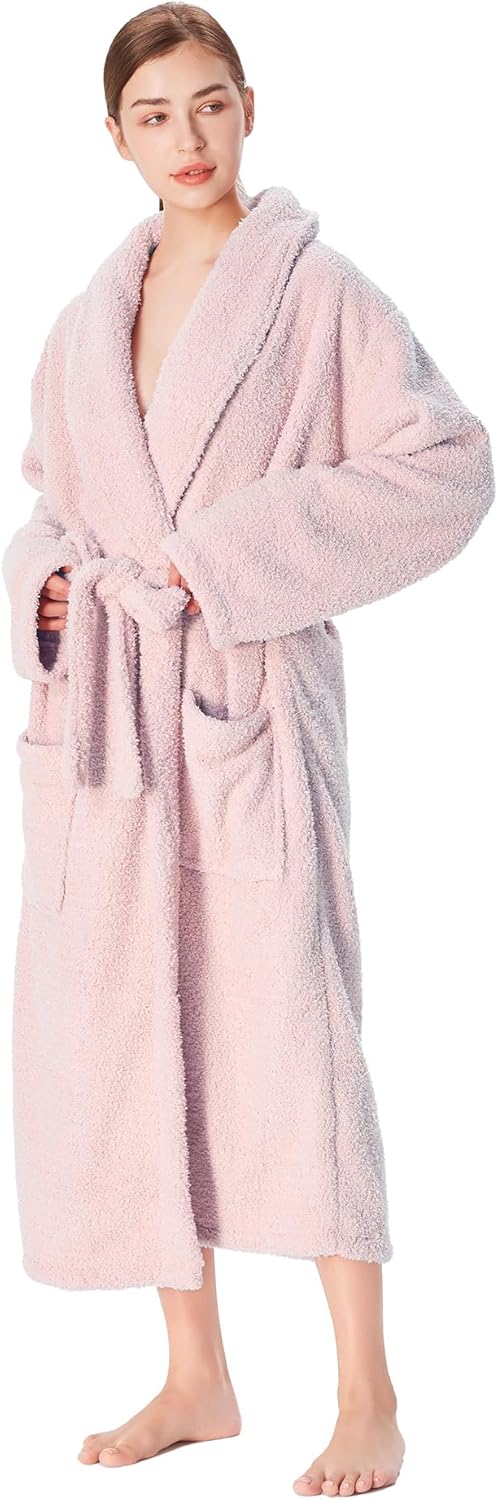 Catalonia Womens Plush Long Robe, Shawl-collar Warm Comfy Fluffy Bathrobe, Valentine's Day Gift, Mother's Day Gift for Women - Image 4