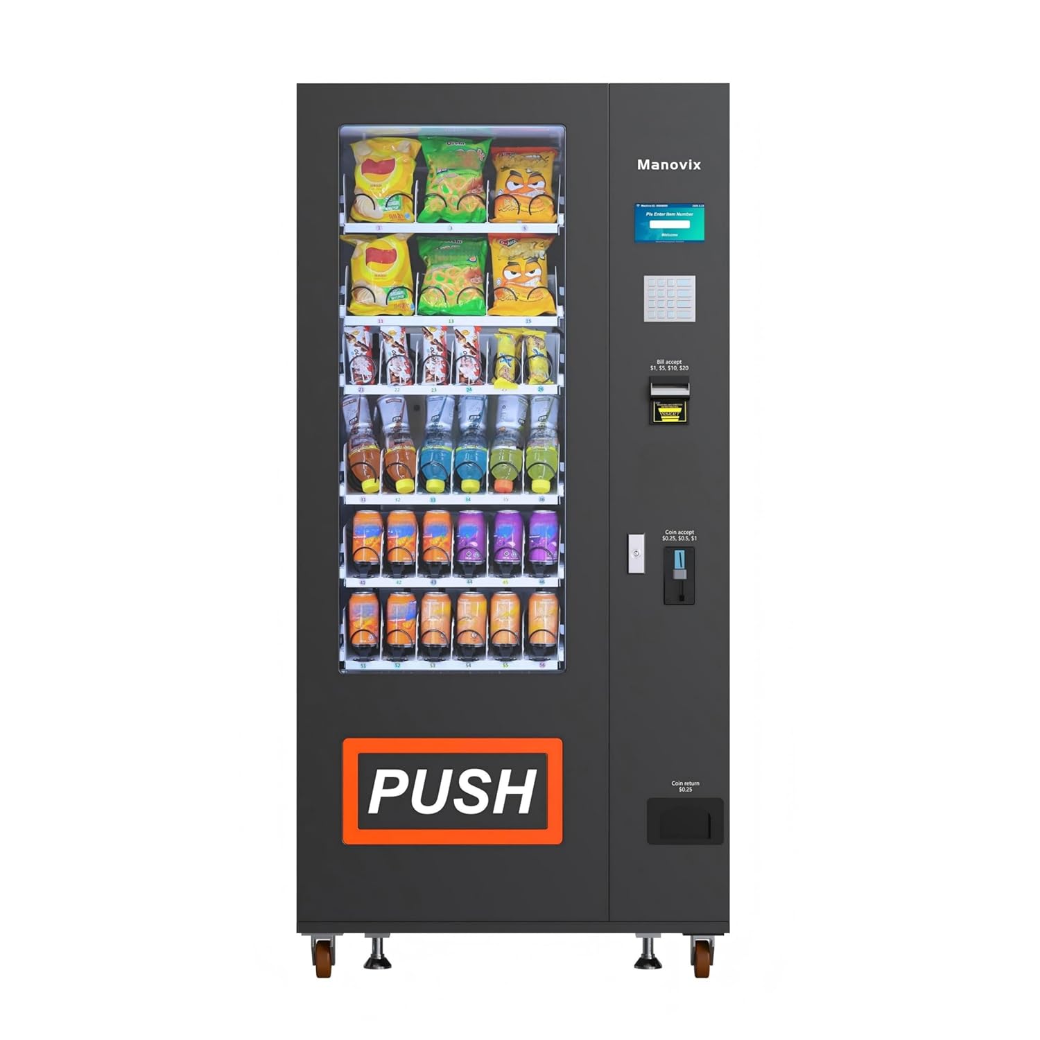 Vending Machine 36 Slots Commercial Combo, Refrigerated Snack & Drink Vending Machines for Business Sale with Bill & Coin Acceptor