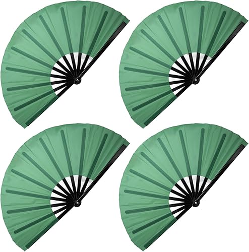 Miniatura 12 de QIRMIZI Abanico grande de 4 piezas para rave, abanicos de baile de línea que estallan en el suelo, abanicos que aplauden, abanicos de vaquero, Azul