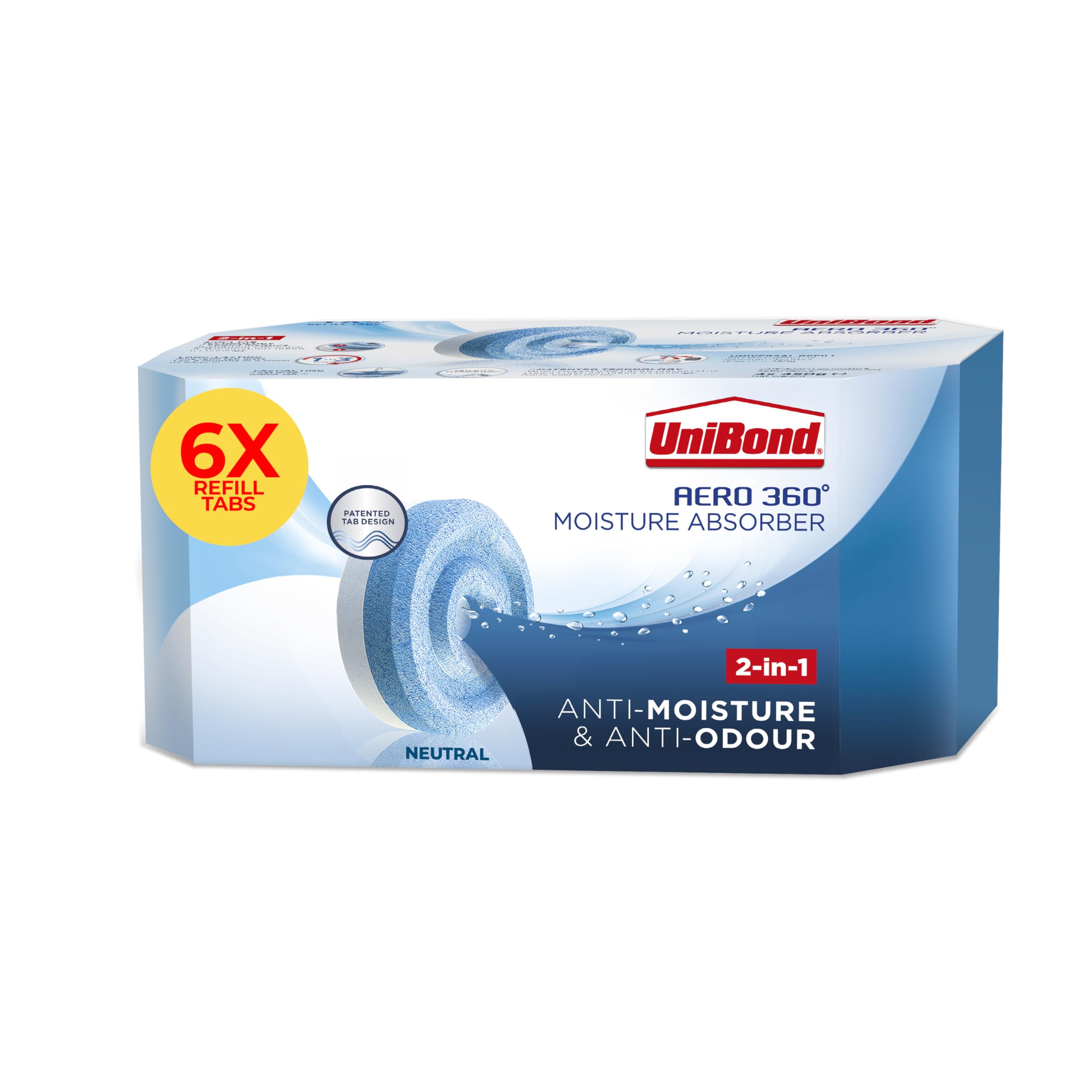 UNIBOND AERO 360° - Assorbitore Di Umidità Ricaricabile - 1 Dispositivo + 1 Ricarica 450g - Neutro