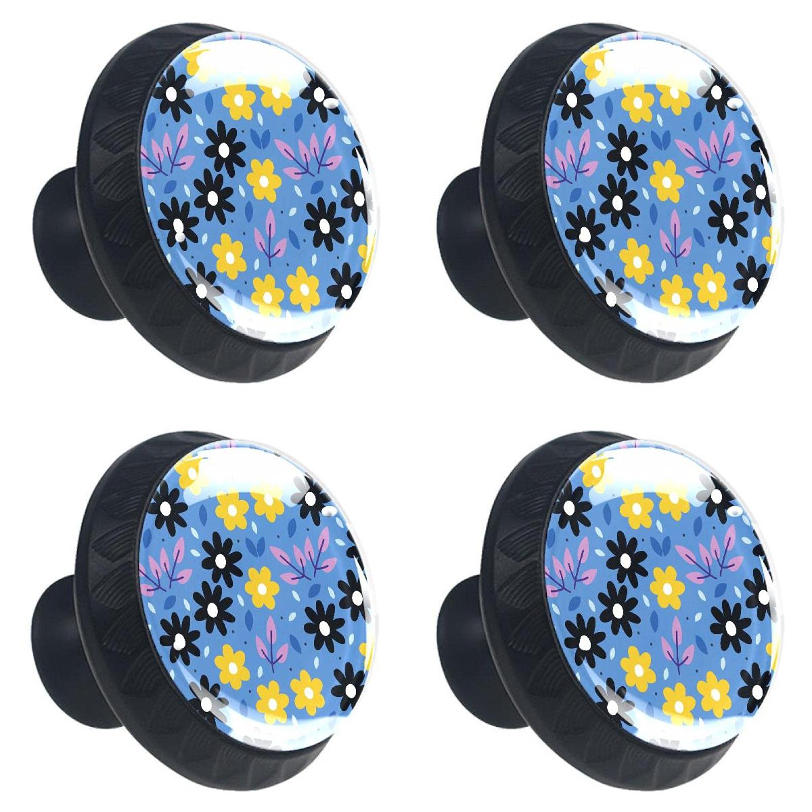 Boutons de tiroir en cristal de haute qualité floral bleu 30 mm