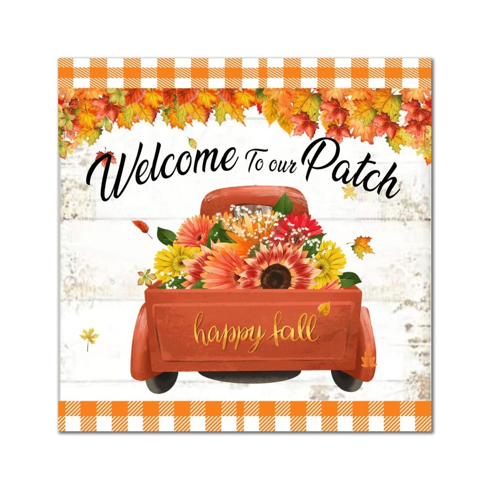 Panneau de bienvenue en bois Welcome to Our Patch esprit vintage automne