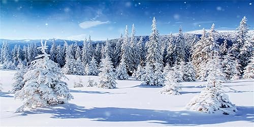Miniatura 4 de CSFOTO Fondo de escena de nieve de invierno de 10 x 8 pies, fondo de bosque de pinos cubierto de nieve, montaña de nieve, fondo congelado,