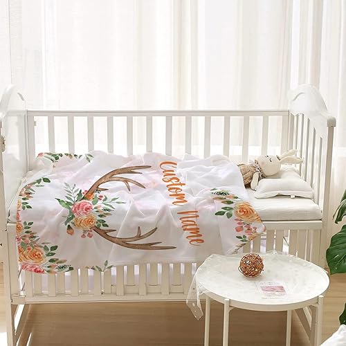 Miniatura 445 de Manta personalizada con diseño de jirafa y elefante, manta de franela suave, acogedora y ligera con nombre para sofá, cama, sofá, regalo, unisex