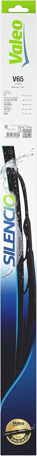 Valeo Silencio Wiper Blade V65 574180 Front Length: 650mm Single Wiper Blade (for Left and Right Hand Drive Vehicles)
