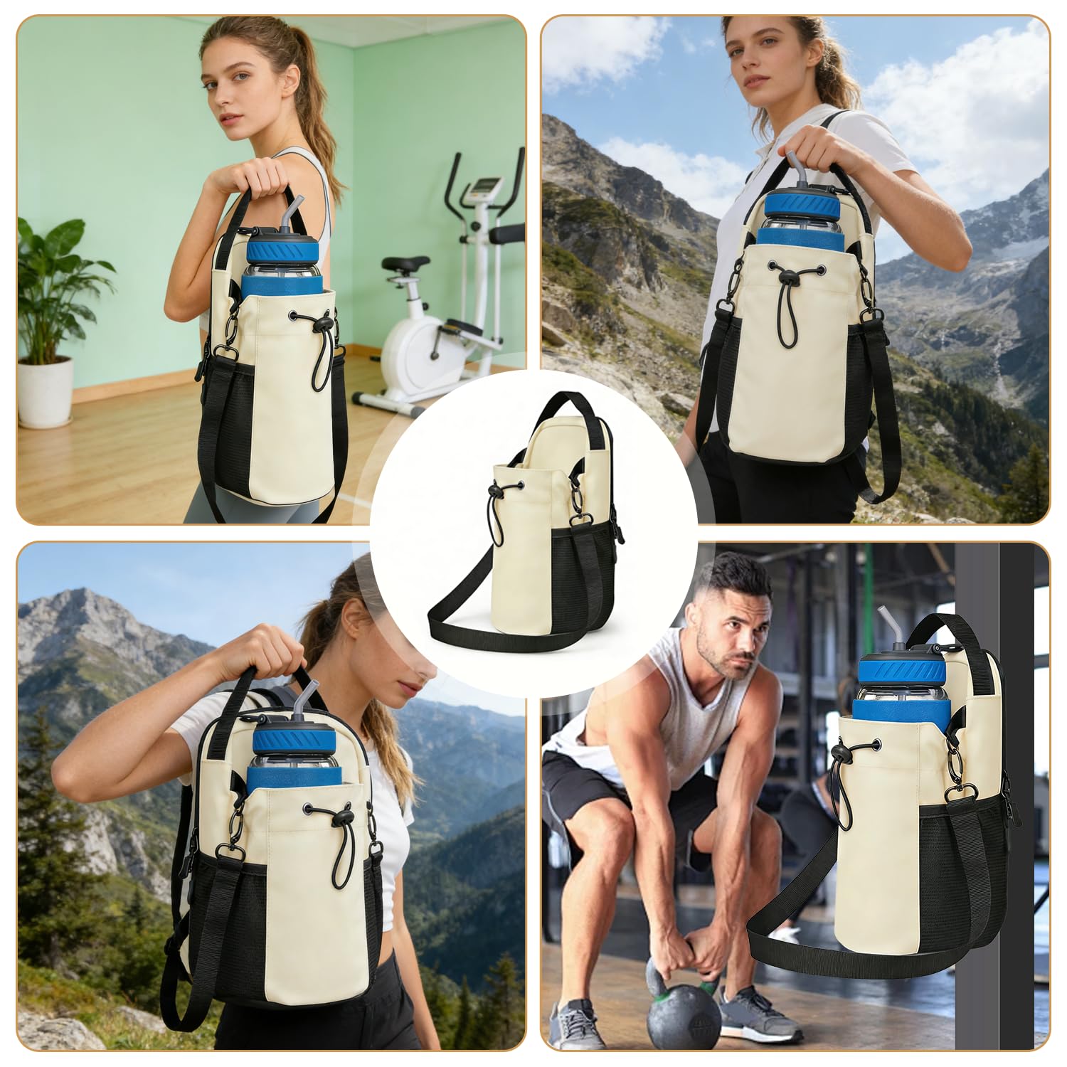 Magnetic Gym Bag Wasserflaschenhülle Magnetische Sporttasche mit Flaschenhalter 1,5L - Fitness Gym Training (Weiß)