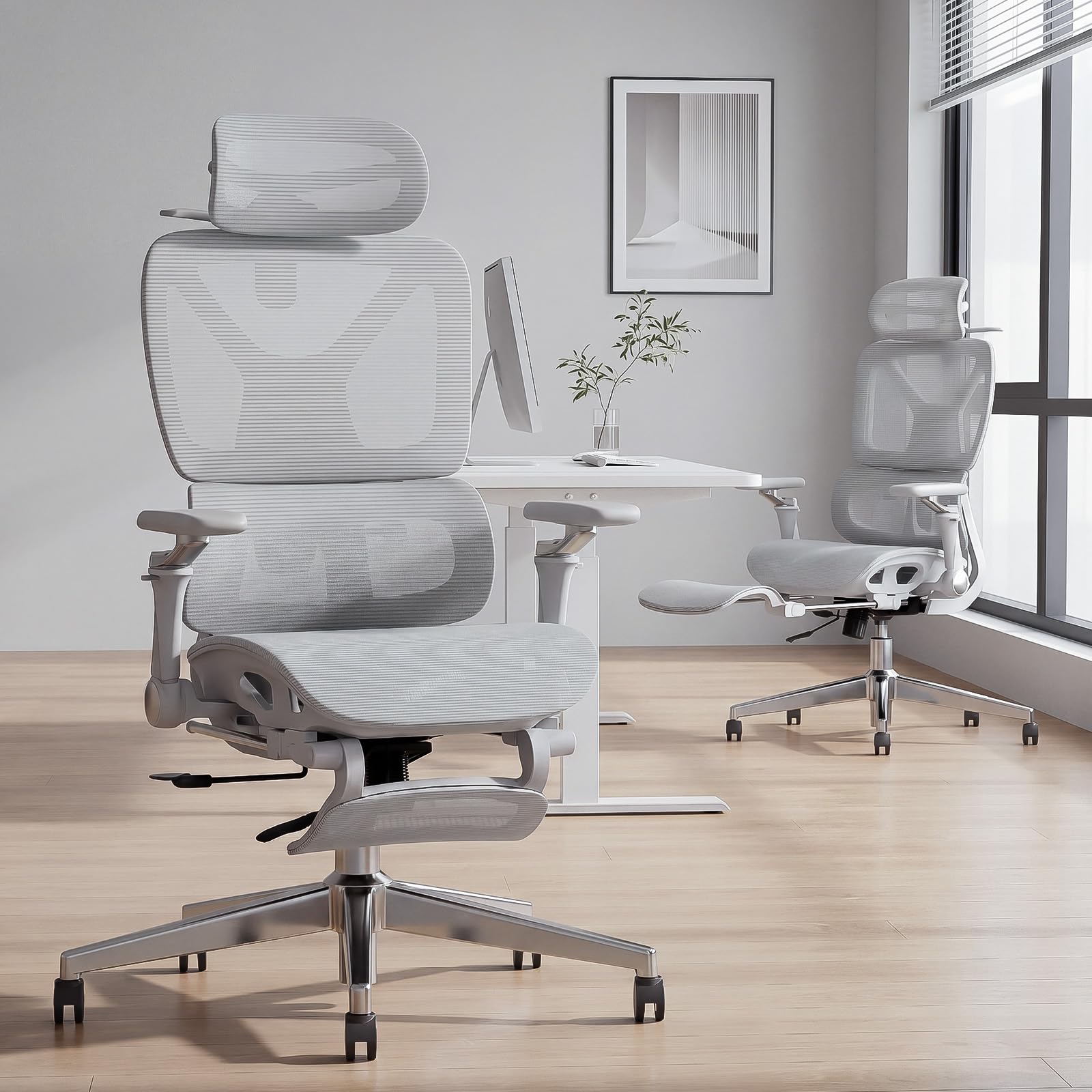 高級品フットレスト付 3Dヘッドレスト オフィスチェア人体工学チェア 多機能オ Amazon.co.jp: Comfora 人体工学チェア オフィスチェア フットレスト付