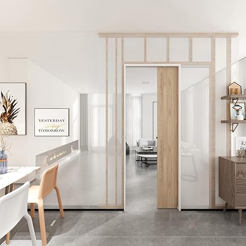 Miniatura 9 de JUBEST Juego de herrajes y rieles para puerta de bolsillo de grado comercial de 4 pies, herrajes para puertas correderas de 48 pulgadas, duraderos y