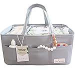 Lily Miles Diaper Caddy Organizer with 8 Pockets, Wipeable Baby Caddy Basket for Diapers and Wipes, Baby Registry Favorites, Nursery Tote Bag for Changing Table or Car (Heather Grey, Large)