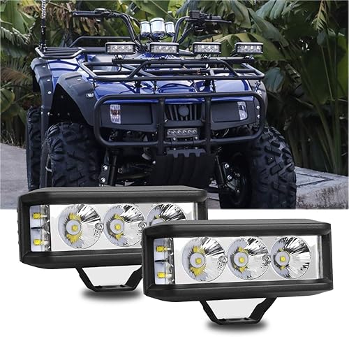 Chelhead Luces de conducción auxiliares de 35 W, color blanco, haz combinado de inundación de tres lados, luces LED compatibles con todoterreno,