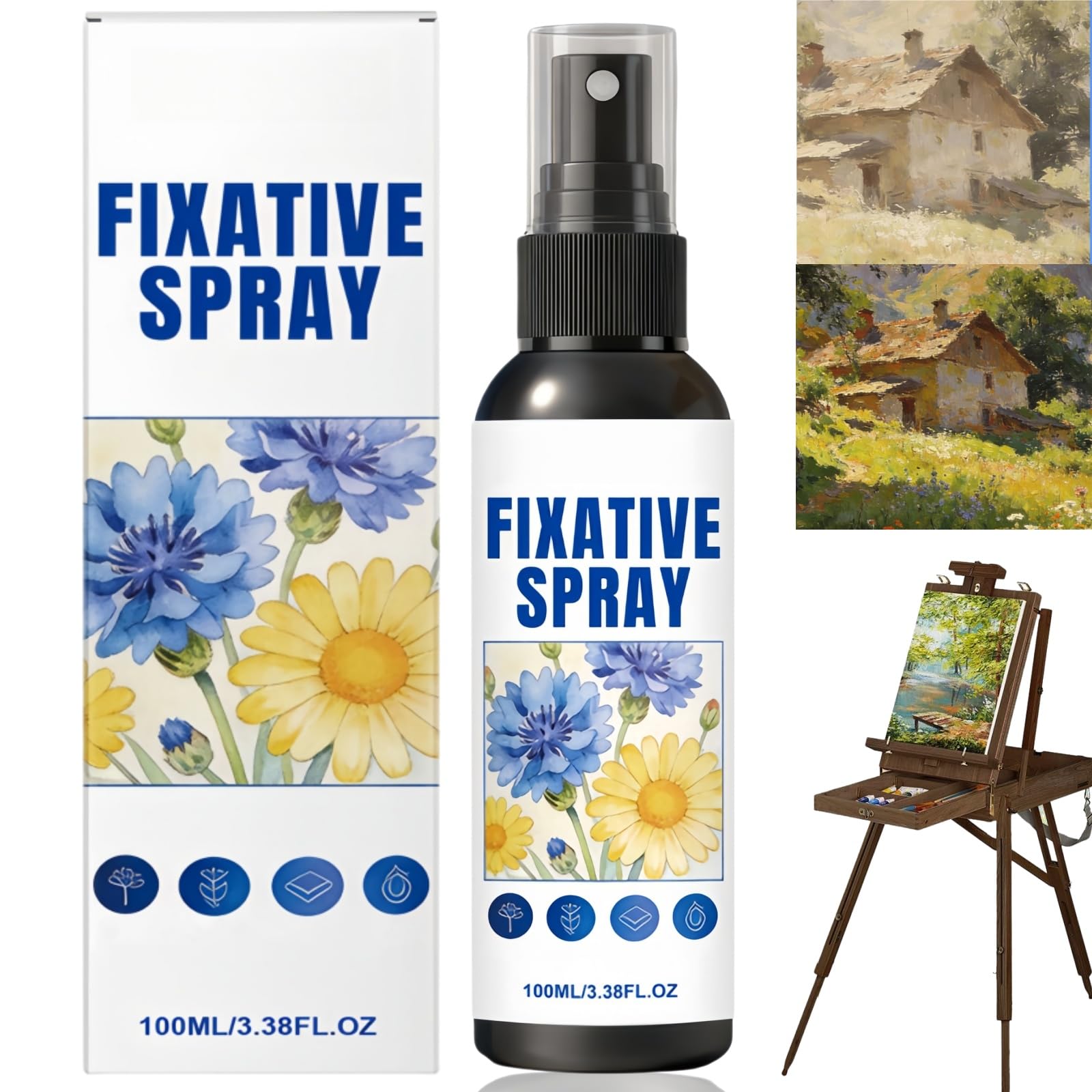 100ml Pastel Fixative Spray,Fixative Spray for Art,Acrylic Paint Sealer,Clear Acrylic Spray Sealer for Pencil, Charcoal & Pastel Drawings,Quick-Setting & Color-Fixing Fi/xative Sp/ray(Upgraded)