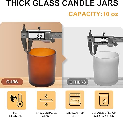 Miniatura 18 de Tarros de vela gruesos de 8 onzas para hacer velas, 15 unidades, tarros vacíos transparentes con tapas de madera para hacer velas, contenedor