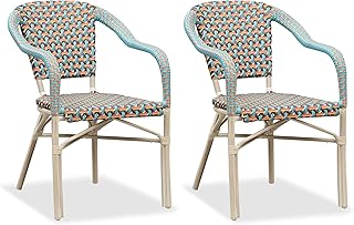 PURPLE LEAF Dining Chair Set of 2 Outdoor French Bistro Chairs Hand-Wove...