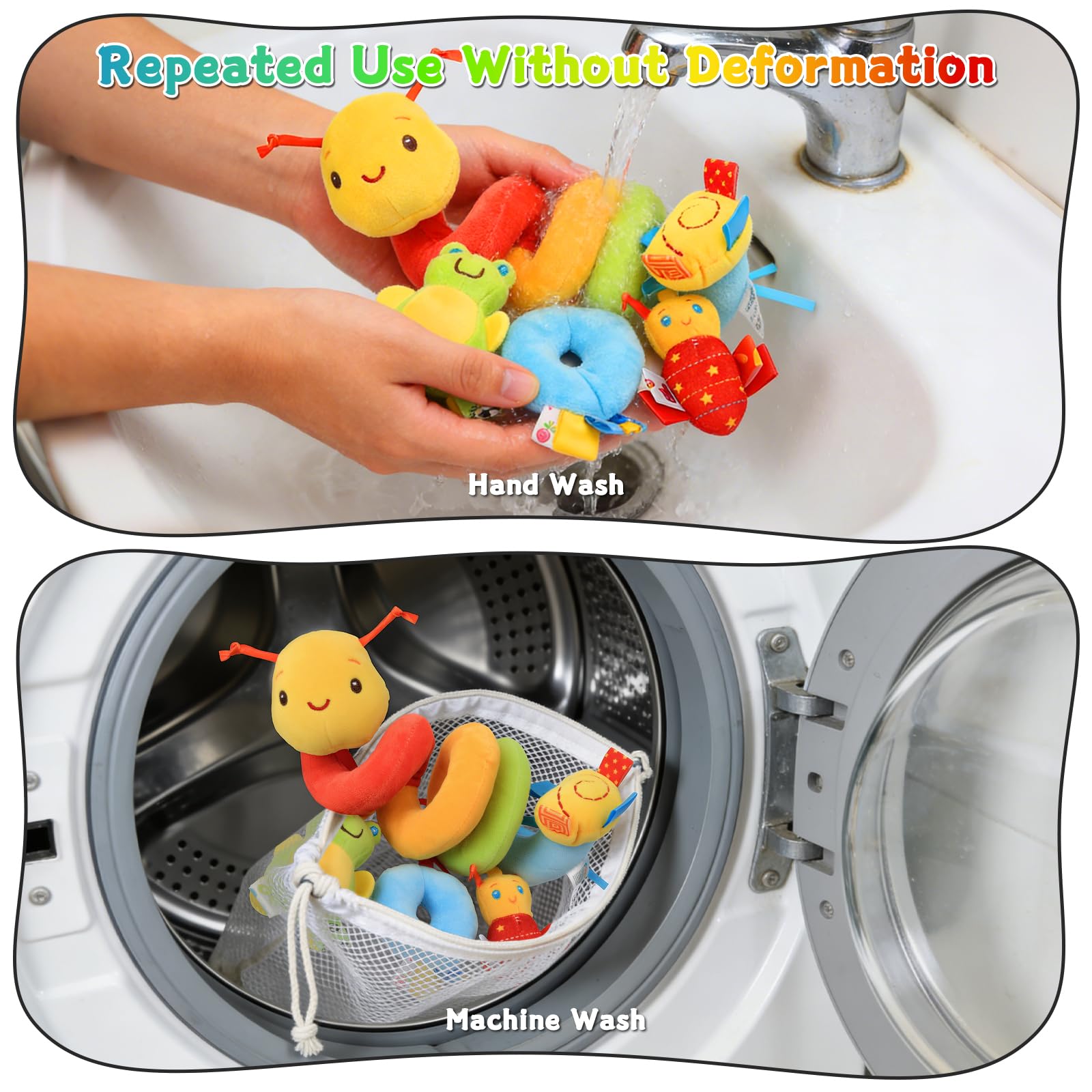 FPVERA Spiral Car Seat Toys - Baby Sensory Soft Plush Hanging Toys for 0-12 Months Stroller Crib Accessories, Essentials for Expecting Moms & Baby Shower Registry Gift - 4