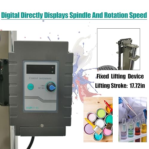 Miniatura 4 de TECHTONGDA Máquina mezcladora de dispersión de alta velocidad, homogeneizador dispersor mezclador de laboratorio, mezclador agitador eléctrico de