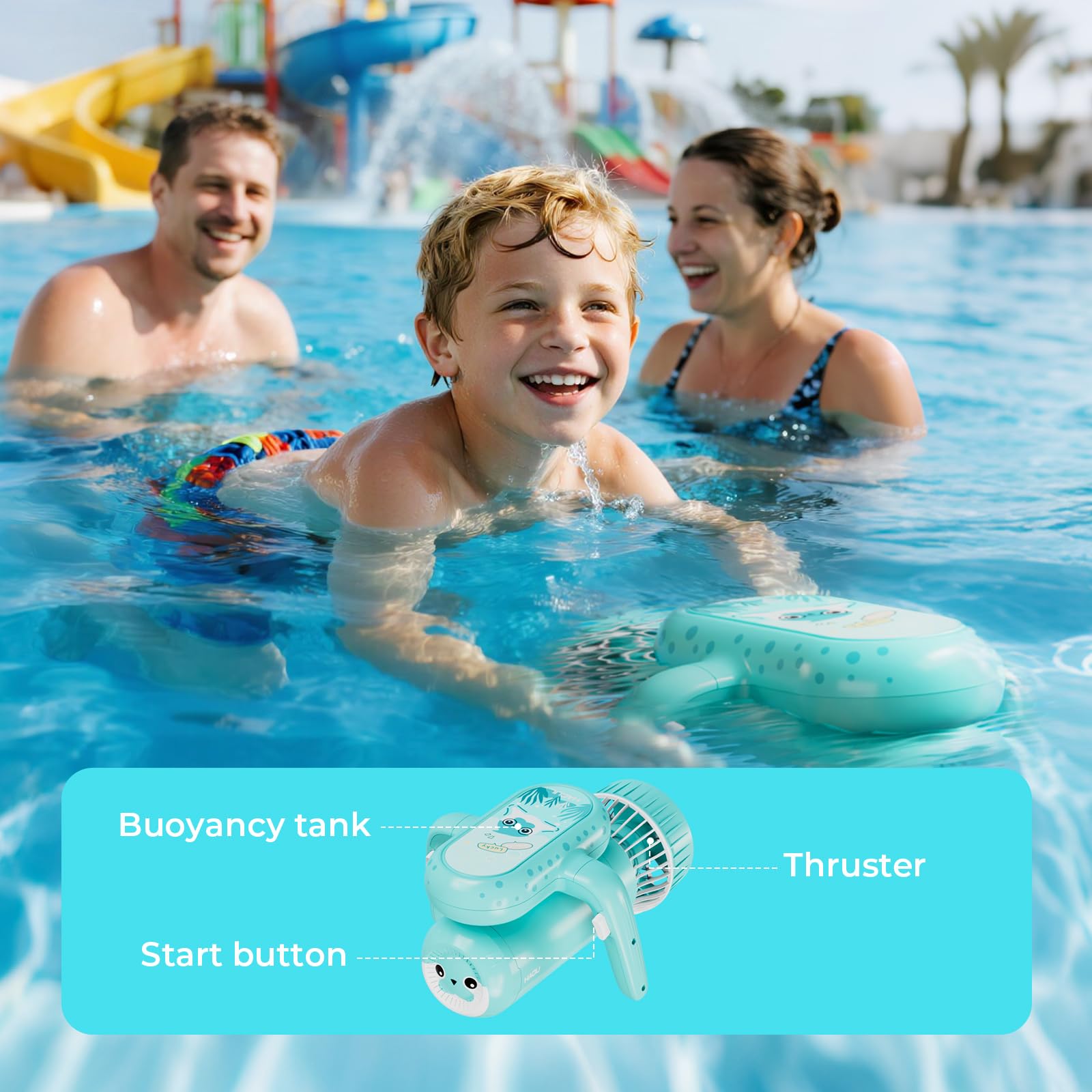 Patinete subacuático para diversión familiar, scooter de mar de larga duración para nadar y hacer esnórquel, 2 modos de velocidad, scooter de piscina para jugar en la piscina y parque acuático