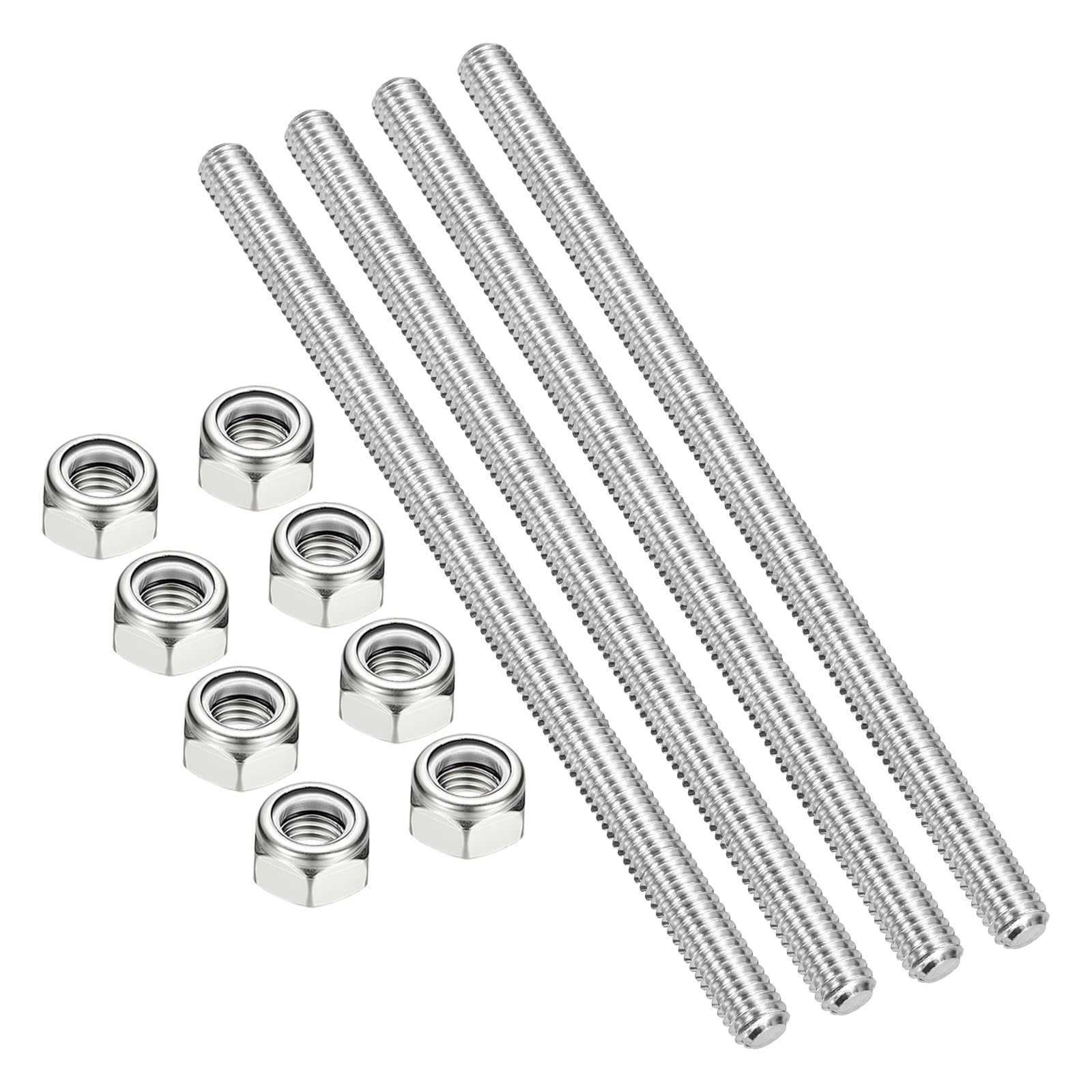 PATIKIL 4Pcs 5/16"-18x150mm Threaded Rods with Hex Nuts