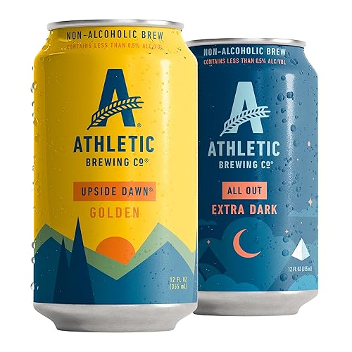 Miniatura 58 de Athletic Brewing Company Craft - Cerveza sin alcohol, paquete de 6 unidades de All Out, Upside Dawn, Run Wild IPA y Cerveza Atletica, baja