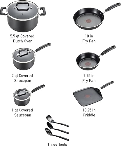 Miniatura 2 de T-fal Signature juego de utensilios antiadherentes aptos para lavavajillas 12piezas color negro