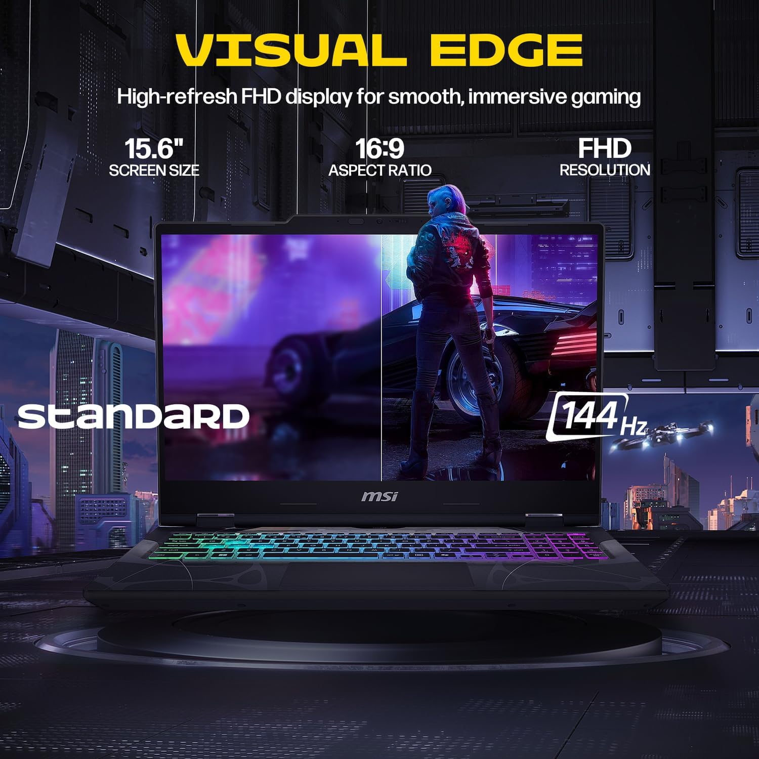 msi Cyborg 15.6” FHD 144Hz Gaming Laptop, Intel Core 7-240H, NVIDIA GeForce RTX 5060, 16GB RAM, 1TB SSD, RGB Backlit Keyboard, Wi-Fi 6E, HD Webcam, Windows 11 Pro, Black, w/Mytrix Accessory