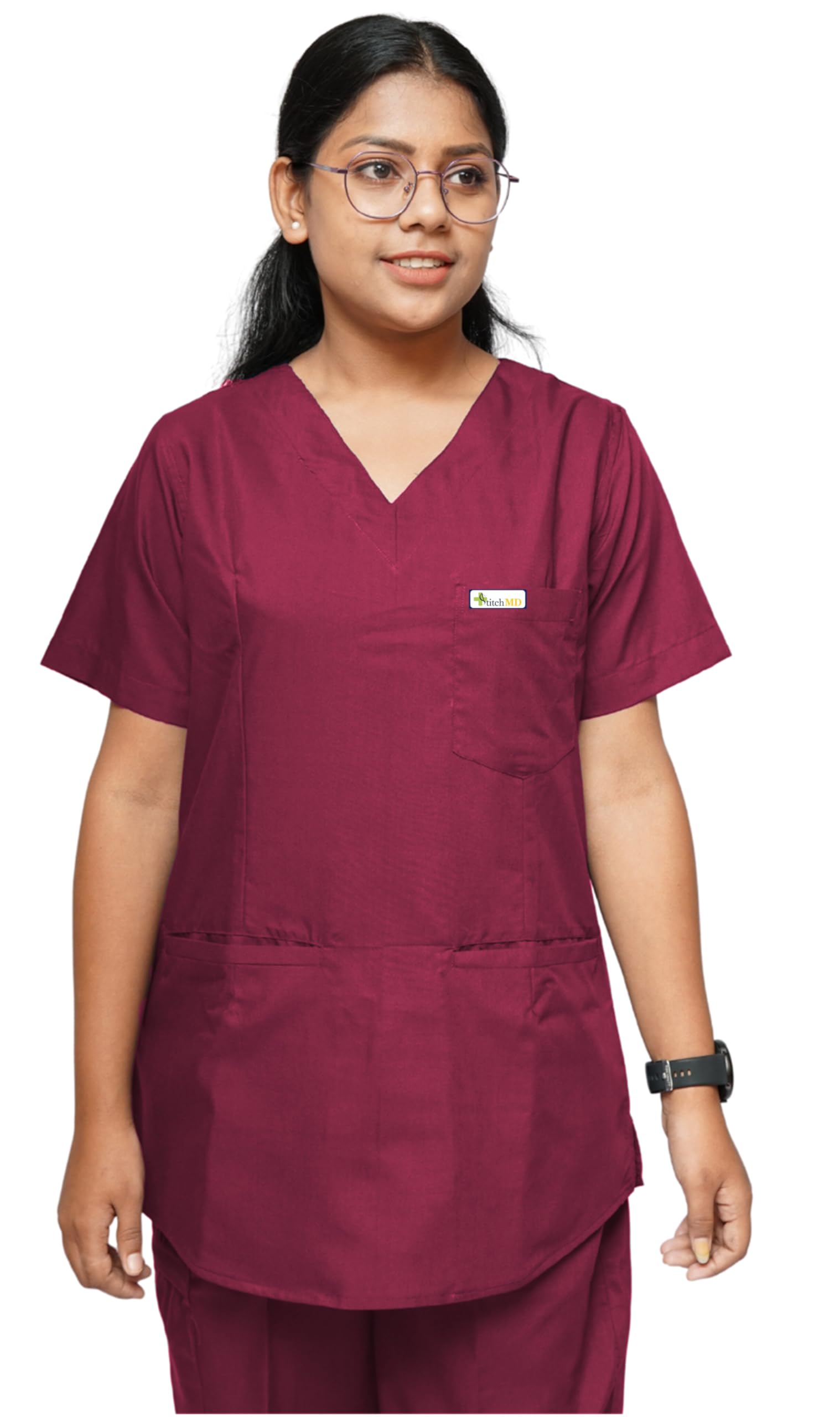 Medical Scrub Top for Women, Nursing & Doctor Uniform, V-Neck Healthcare Workwear with 4 Pockets, Hospital Nurse Shirt-image-31