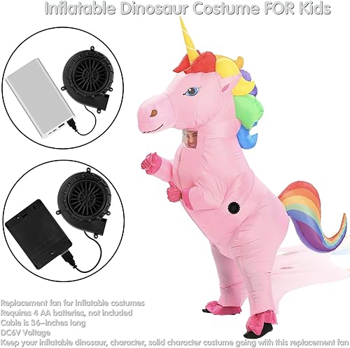 Miniatura 8 de Mini ventilador de disfraz negro para disfraz inflable de dinosaurio de Halloween (versión mejorada)