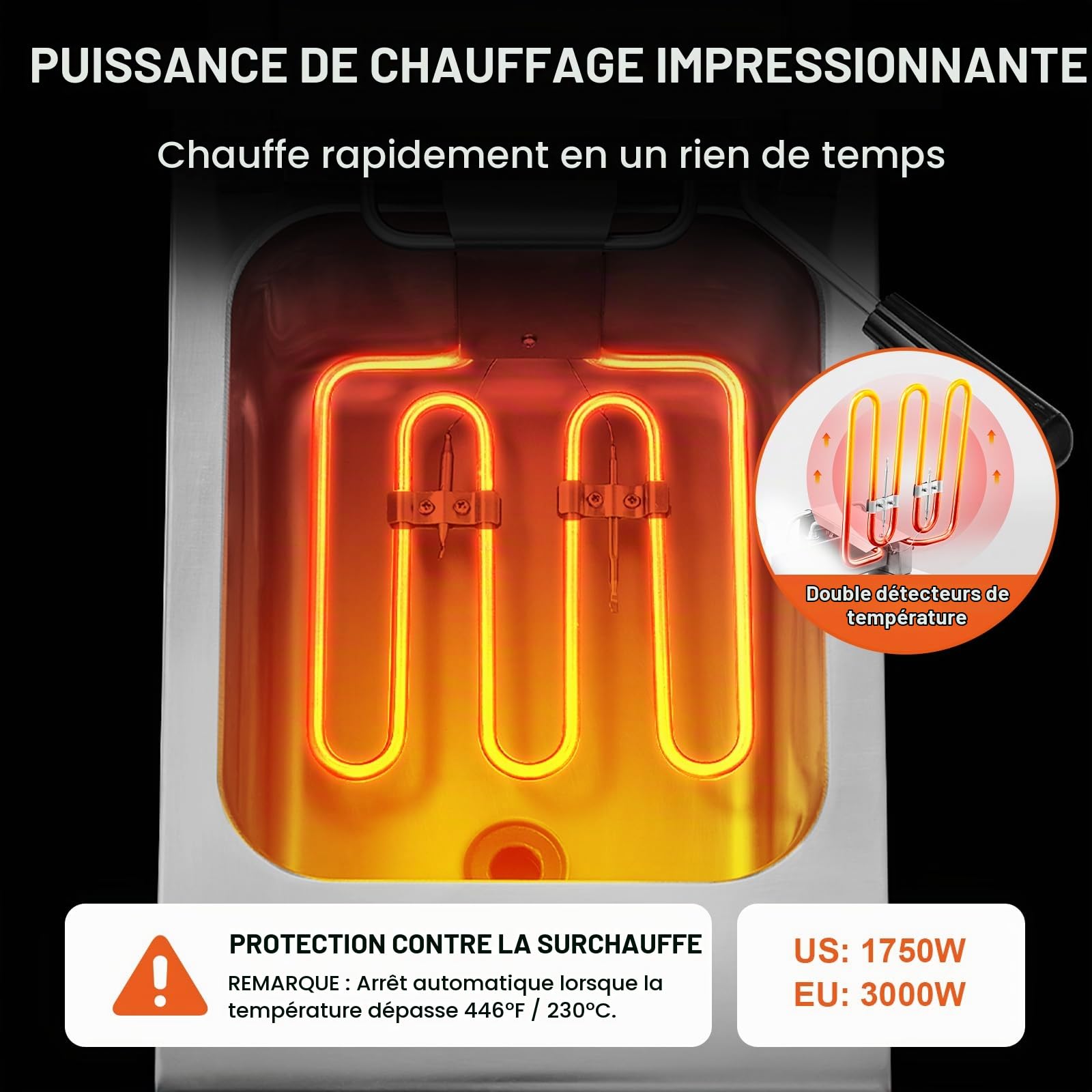 VEVOR Friteuse commerciale 3000 W, friteuses à bain d'huile électrique avec panier, en acier inox épaissi, 5,9 L, avec contrôle du temps et de la température, pour cuisine, restaurant, café, argenté