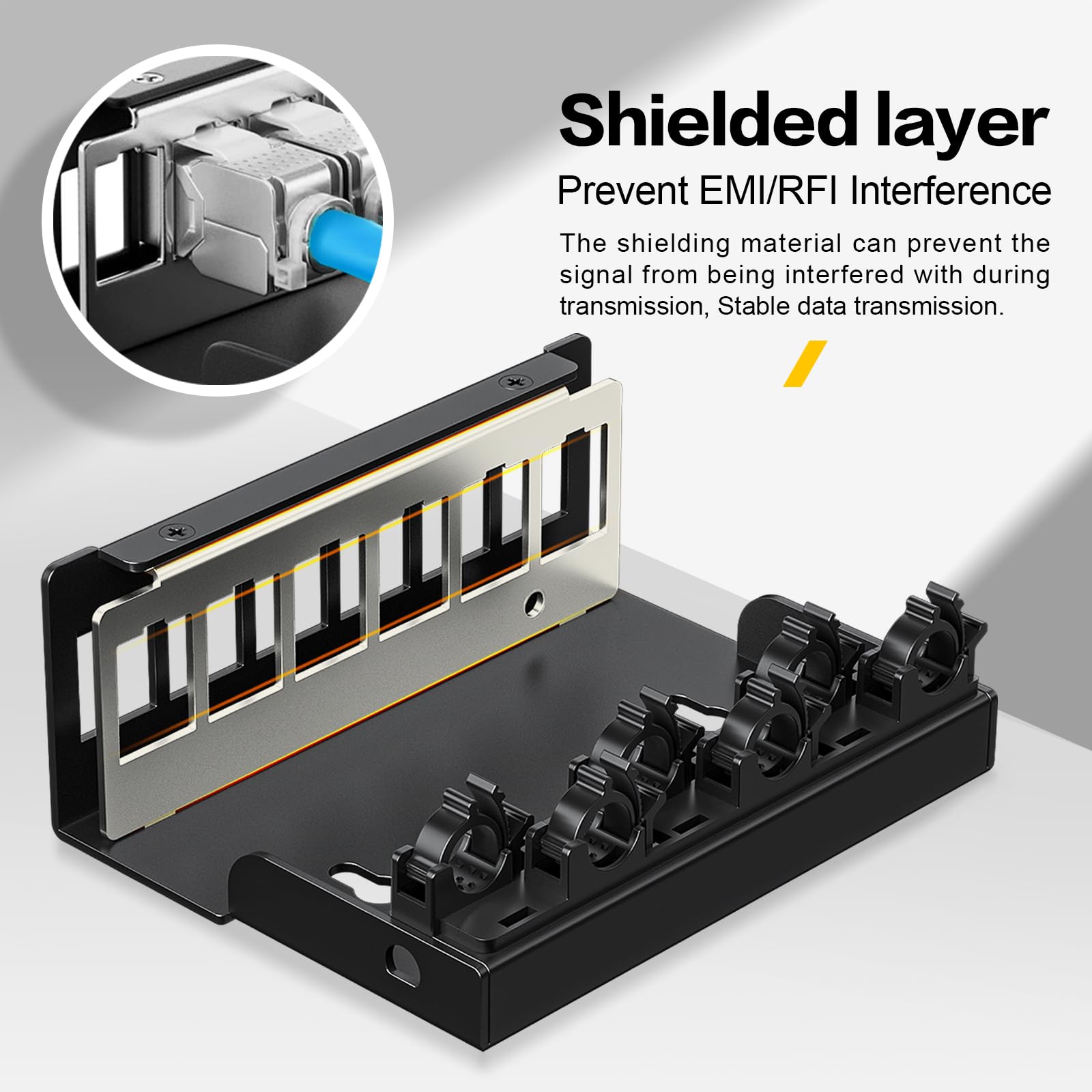 Pannello patch a 6 porte Keystone Network Blank Patch Panel UTP/STP compatibile con jack Keystone LC/SC/ST/FC/USB/HDMI, per scatola di terminazione Ethernet domestica da scrivania (1U 6 porte)