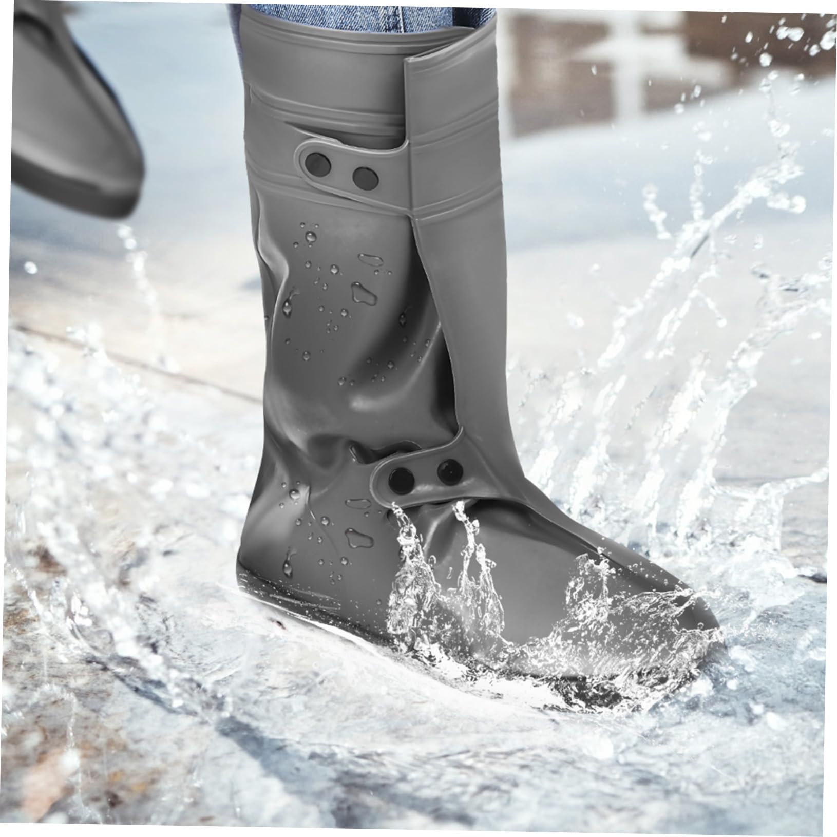 Copriscarpe Impermeabili Riutilizzabili in PVC Antiscivolo Copertura Resistente per Scarpe da Pioggia Protezione per Ciclismo Escursionismo e Moto Colore Grigio Scuro