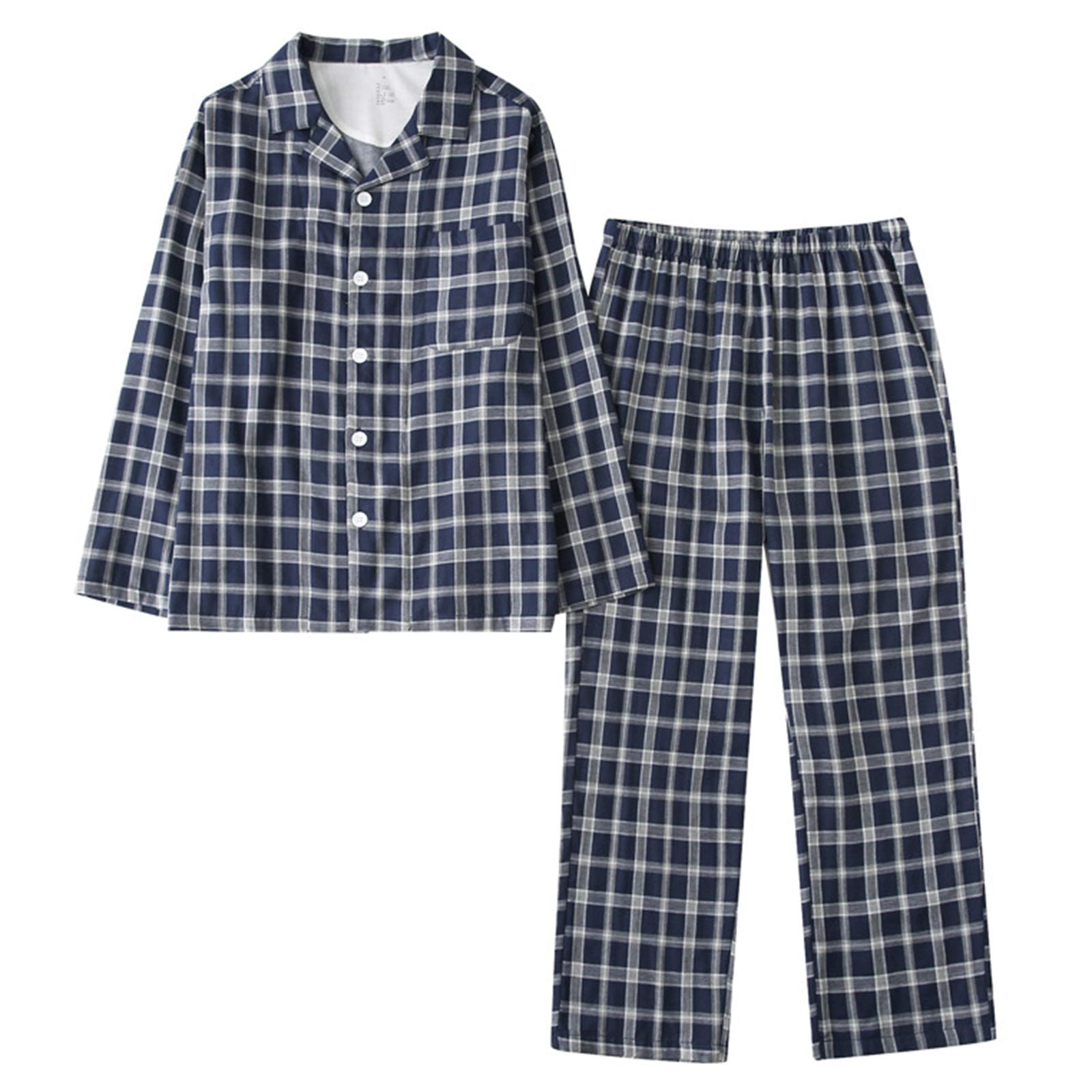 Pyjama homme ample 2XL résout l'inconfort nocturne ensemble coton boutonné